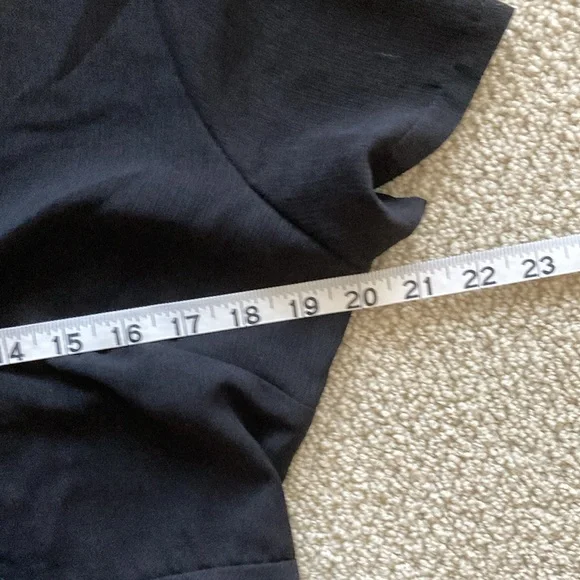 Lush Black Wrap Dress Midi Size Large V-Neck Flow Knee Length LBD Like New - Picture 9 of 12